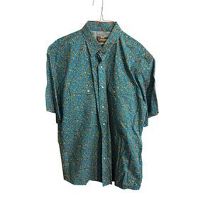 Cowboy Legend Cotton Short Sleeve Blue Tooled Pattern Pearl Snap Western Shirt